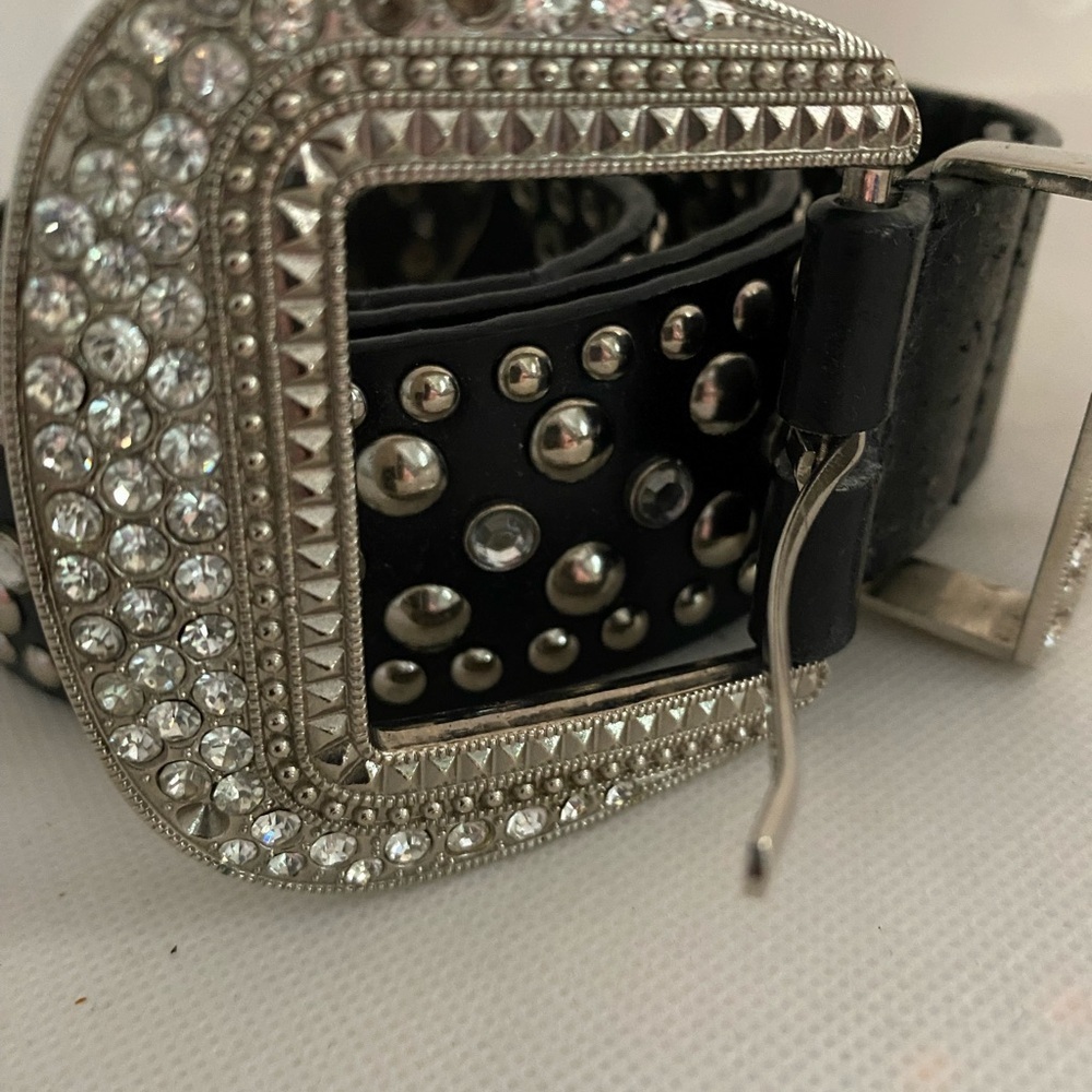 Elegant Black and Silver Studded Belt